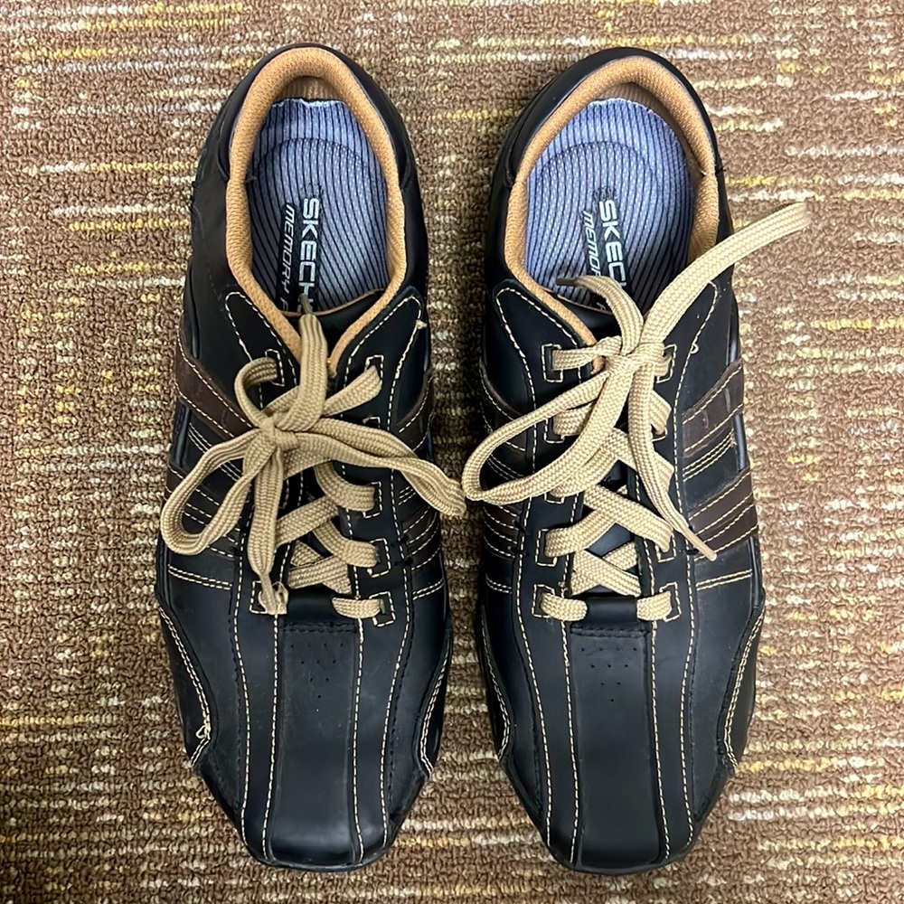 Men’s Sketchers diameter vassell casual laced up black leather sneakers